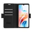 Θήκη για Oppo A18 4G / A38 4G, ERBORD Glossy Litchi, πορτοφόλι με πτερύγιο, μαύρη