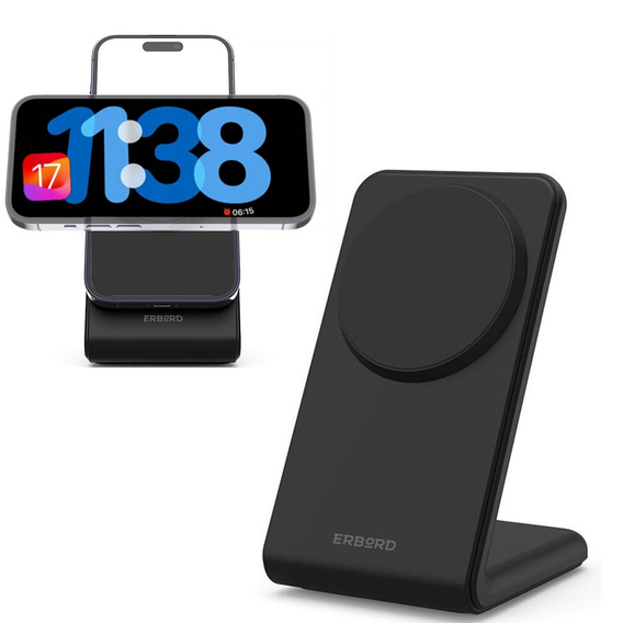 ασύρματος επαγωγικός φορτιστής ERBORD, 15W, Μαύρο