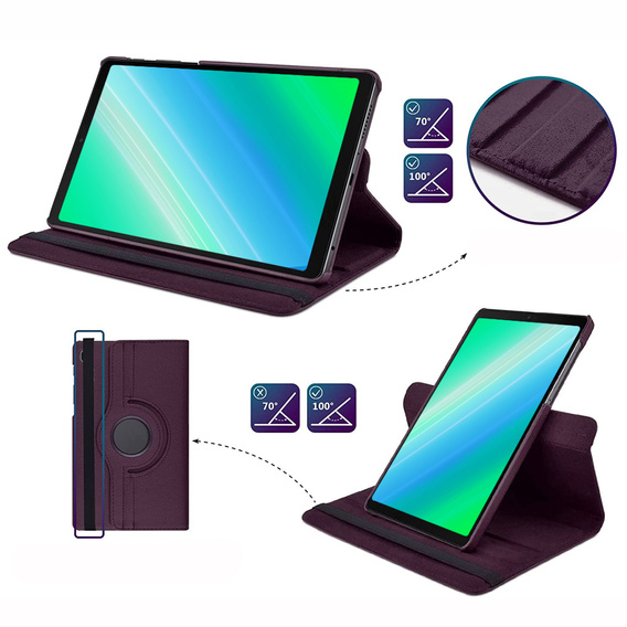 Θήκη για Samsung Galaxy Tab A7 Lite 8.7 T220 / T225 TB330FU 10.95", Περιστρεφόμενη 360, μωβ