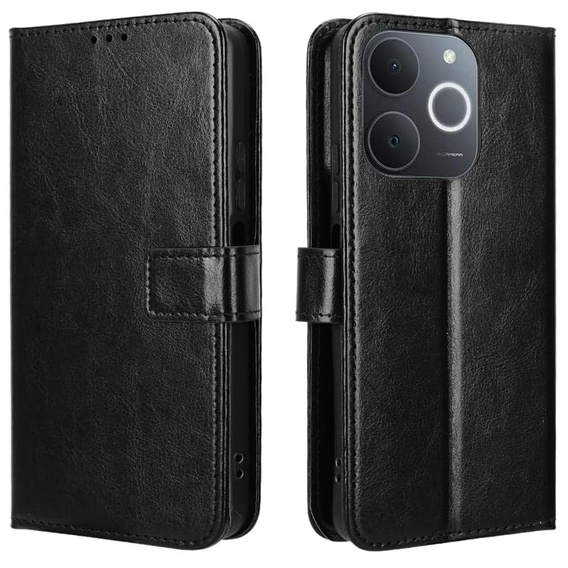 Θήκη με πτερύγιο για Realme Note 70T 4G, Crazy Horse Wallet, μαύρη