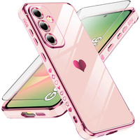 Η θήκη για το Samsung Galaxy A56, Electro heart, ροζ rose gold + γυαλί 9H