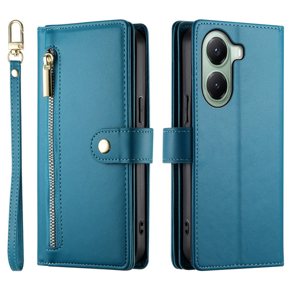 Θήκη με πτερύγιο για Xiaomi Poco X7 Pro 5G, Wallet Zipper Pocket, μπλε