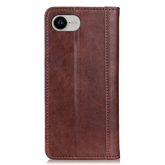 Θήκη για Iphone 16E, Wallet Litchi Leather, καφέ