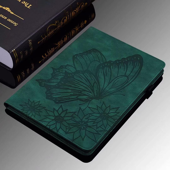Θήκη για Lenovo Tab M9, Wallet Pen Slot, butterflies, καφέ