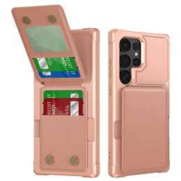 Θήκη για Samsung Galaxy S25 Ultra, Card Holder Kickstand, ροζ