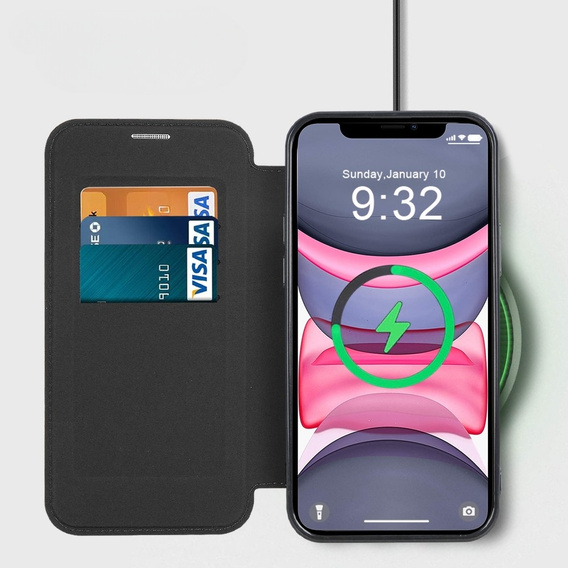 Θήκη με πτερύγιο για iPhone 11, RFID Wallet MagSafe CamShield, μαύρη