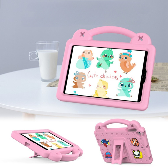 Παιδική θήκη για iPad mini 7.9" 2019/2015/2014/2013/2012 (5/4/3/2/1 gen.), Cute Patterns, με βάση, ροζ