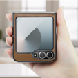 Θήκη για Samsung Galaxy Z Flip7 FE / Z Flip6, CASEME Litchi Leather, καφέ
