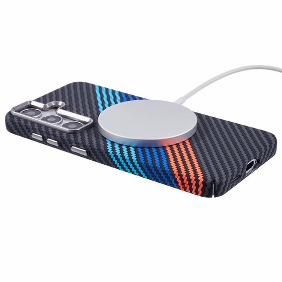 Θήκη για Samsung Galaxy S25, ανθρακονήματα MagSafe, σκούρο μπλε