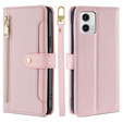 Θήκη με πτερύγιο για Motorola Moto G73 5G, Wallet Zipper Pocket, ροζ