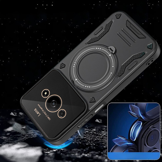 Θωρακισμένη θήκη για Xiaomi Redmi A3, Magnetic Ring, μαύρη