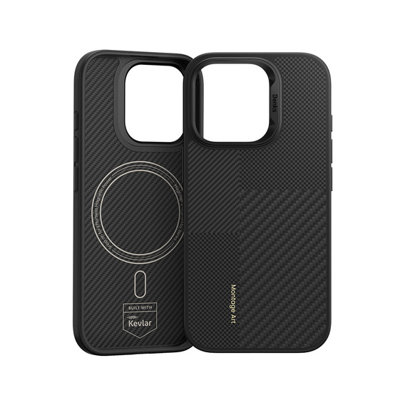 θήκη BENKS Kevlar για iPhone 16 Pro Max, για MagSafe, Carbon Fiber, μαύρη