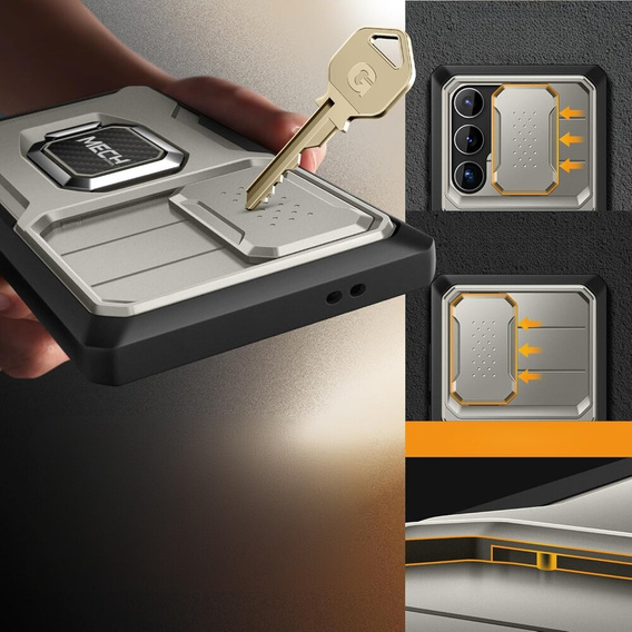 Θήκη για Samsung Galaxy S24 Ultra, Tongate MECH Series με βάση στήριξης, γκρι