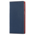 Θήκη με πτερύγιο για iPhone 14 Pro, Litchi Skin Grain, σκούρο μπλε