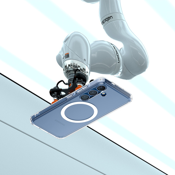 Θήκη MagSafe Spigen για Samsung Galaxy S25+ Plus, Ultra Hybrid, διάφανο / λευκό + Μετριασμένο γυαλί 9H