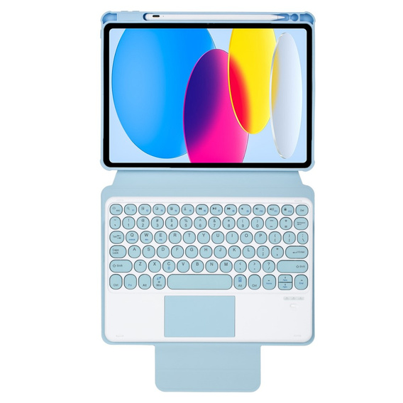 Θήκη πληκτρολογίου για iPad 11" 2025 A16 (11 gen.) / iPad 10.9" 2022 (10 gen.), Rotary 360° Leather, γαλάζια