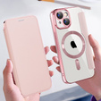 Θήκη με πτερύγιο για iPhone 15, RFID Wallet MagSafe CamShield, ροζ