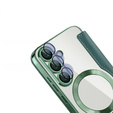 Θήκη με πτερύγιο για Samsung Galaxy S25, RFID Wallet MagSafe CamShield, πράσινη