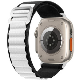 Λουράκι νάιλον για Apple Watch 1/2/3/4/5/6/7/8/SE/ULTRA 42/44/45/49mm, μαύρη / λευκή