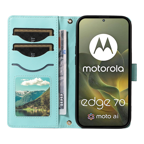 Θήκη με πτερύγιο Rhombus Crossbody Leather για Motorola Edge 70