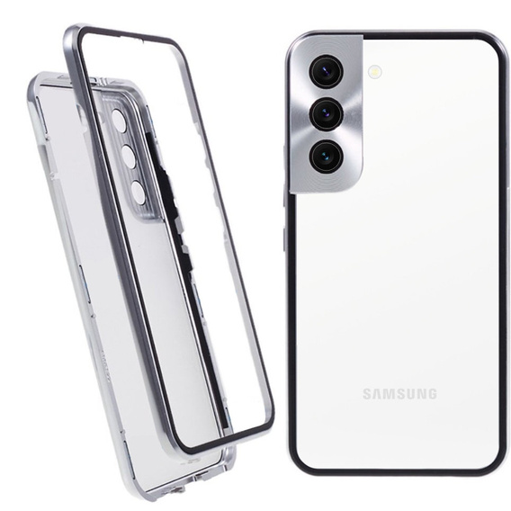θήκη για το Samsung Galaxy S21, Magnetic Dual Glass, ασημένια