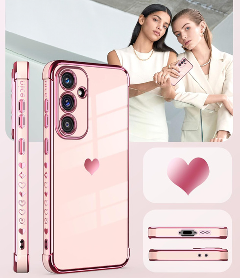 Η θήκη για το Samsung Galaxy A36, Electro heart, ροζ rose gold + γυαλί 9H