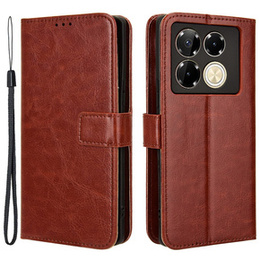 Θήκη με πτερύγιο για Infinix Note 40 Pro Plus, Crazy Horse Wallet, καφέ