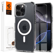 Θήκη MagSafe Spigen για iPhone 16 Pro, Ultra Hybrid, διαφανής / λευκή + Μετριασμένο γυαλί 9H