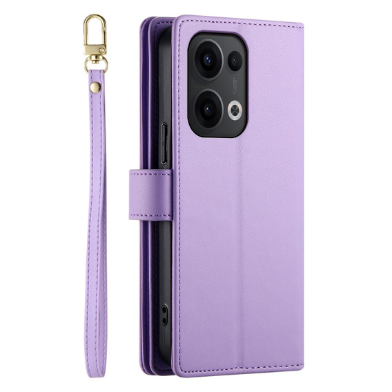 Θήκη με πτερύγιο για Oppo Reno 13 5G, Wallet Zipper Pocket, μωβ