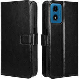 Θήκη με πτερύγιο για Motorola Moto E14, Crazy Horse Wallet, μαύρη