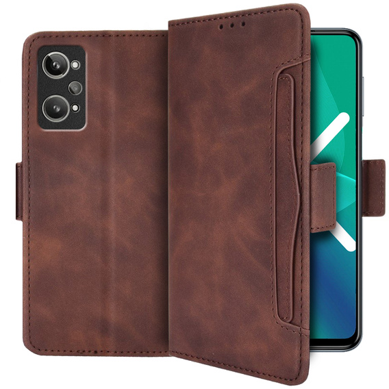 Θήκη με πτερύγιο για Realme GT 2 / Realme GT Neo 2, Card Slot, καφέ