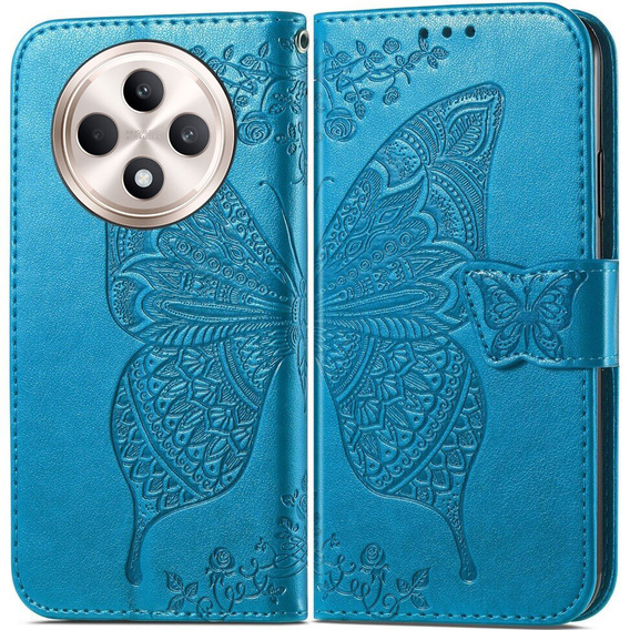 Θήκη με πτερύγιο για Oppo Reno 12FS / 12F, Butterfly, μπλε