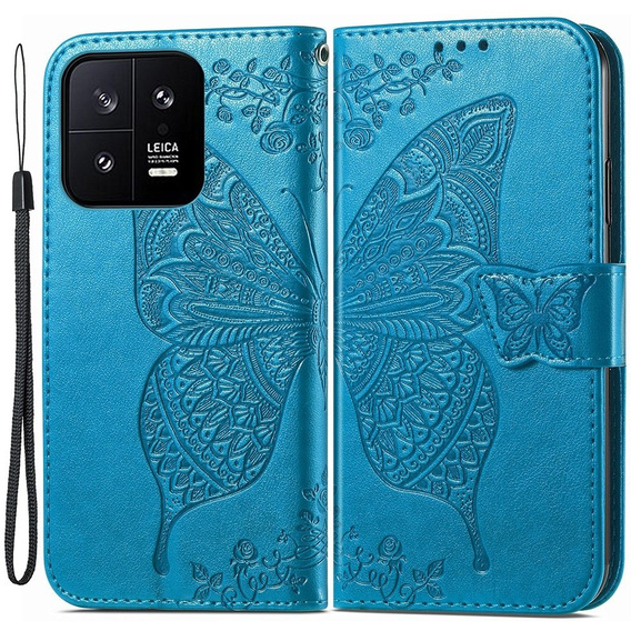Θήκη με πτερύγιο για Xiaomi 13, Butterfly, μπλε
