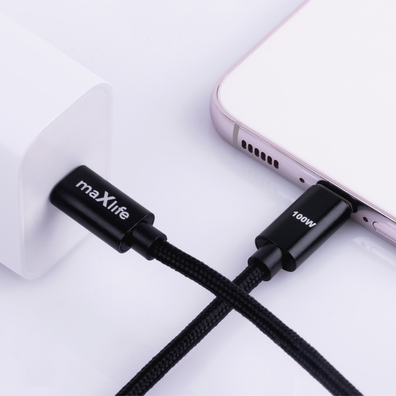 Καλώδιο Maxlife MXUC-12 USB-C - USB-C 1.0 m 100W, μαύρο