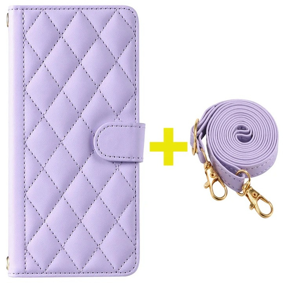 θήκη πτερύγιο για Samsung Galaxy A16, Rhombus Crossbody Leather, μωβ