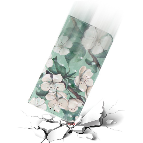 Θήκη με πτερύγιο για Oppo A60, Wallet, Flowers λευκή