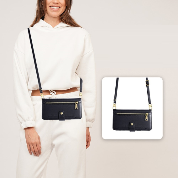 Θήκη με πτερύγιο για Infinix Note 40 Pro, Wallet Zipper Pocket, μαύρη