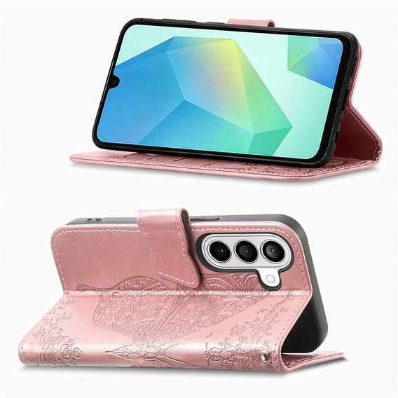 Θήκη με πτυσσόμενο καπάκι Butterfly για Samsung Galaxy A57 5G, ροζ