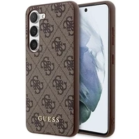 GUESS Θήκη για Samsung Galaxy S24+ Plus, 4G Metal Gold Logo, καφέ