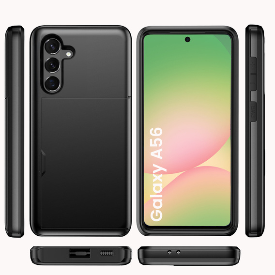 Θήκη για Samsung Galaxy A56 5G, Sliding Card Holder, μαύρη