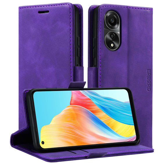 Θήκη για Oppo A78 4G, ERBORD Vintage, πορτοφόλι με πτερύγιο, μωβ