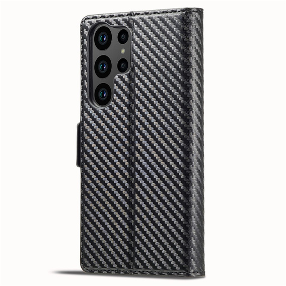 Θήκη με πτυσσόμενο καπάκι LC.IMEEKE Carbon για Samsung Galaxy S26 Ultra, μαύρη