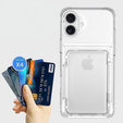Θήκη για iPhone 16 Plus, Card Holder Kickstand, διαφανής
