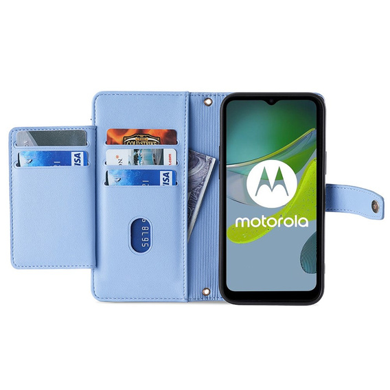 Θήκη με πτερύγιο για Motorola Moto G54 5G, Wallet Zipper Pocket, μπλε
