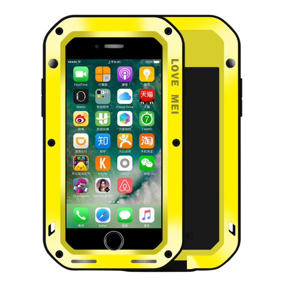 Love Mei Θήκη για iPhone 8 Plus/7 Plus, armored with glass, κίτρινη