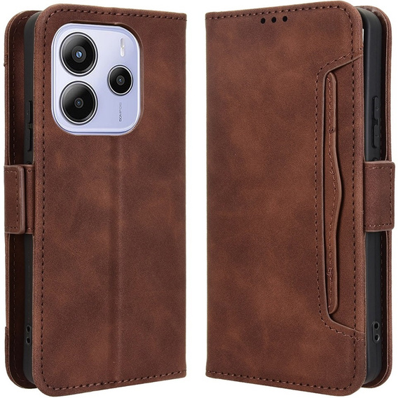 Θήκη με πτερύγιο για Xiaomi Redmi Note 14 4G, Card Slot, καφέ