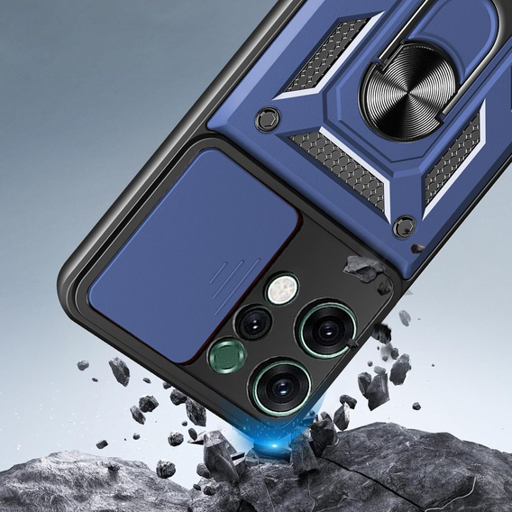 Θωρακισμένη θήκη για Oppo Reno 14, με προστασία κάμερας, με βάση, μπλε