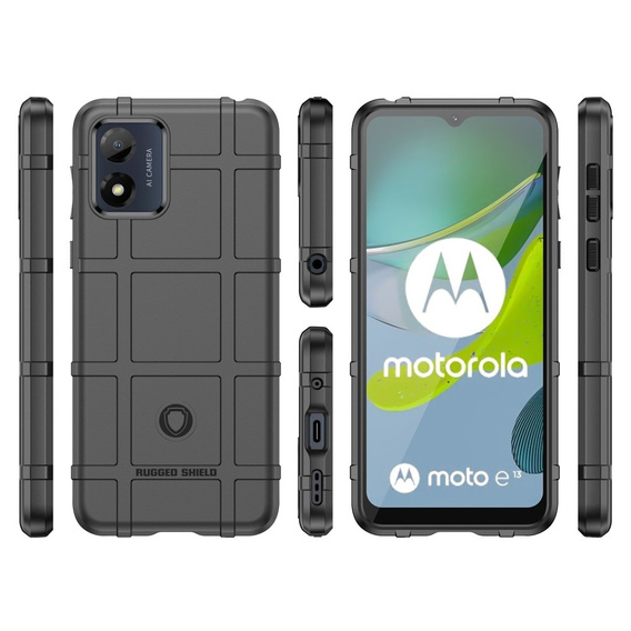 Θήκη για Motorola Moto E13, Rugged Shield, μαύρη
