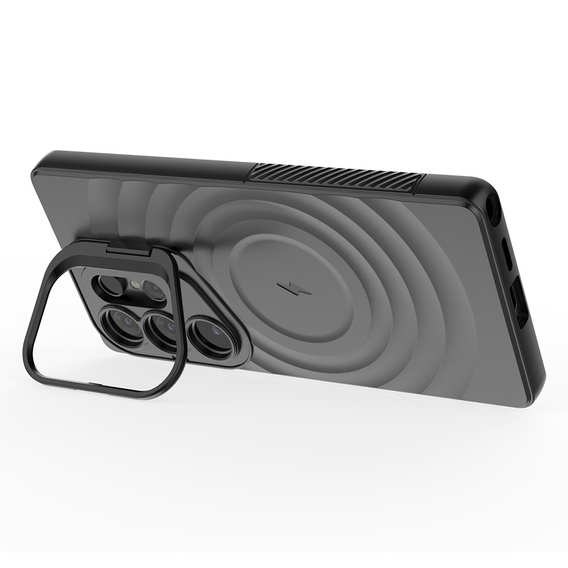 Θήκη για Samsung Galaxy S25 Ultra, Ripple Kickstand, για MagSafe, μαύρη