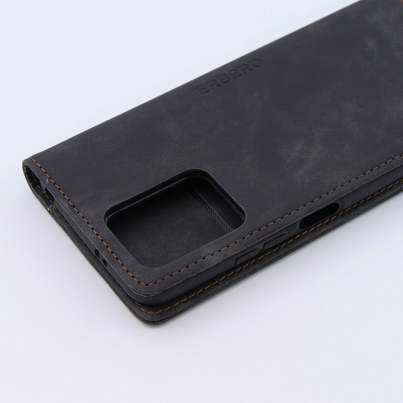 Θήκη για Xiaomi Redmi Note 12 5G / Poco X5 5G, ERBORD Vintage, πορτοφόλι με πτερύγιο, μαύρη